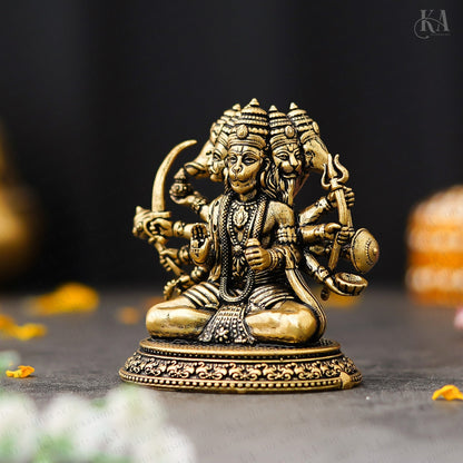 Brass Panchmukhi Hanuman Brass Idol For Puja and Home Decor