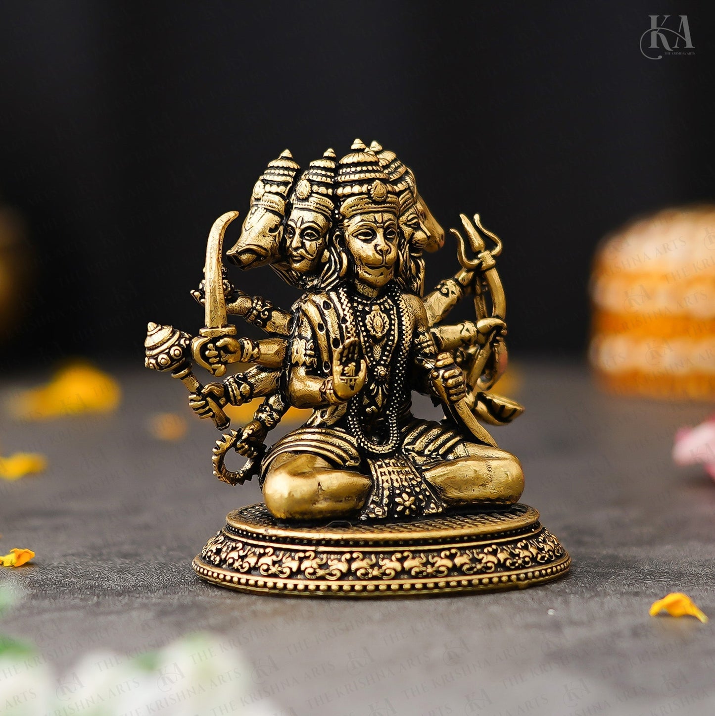 Brass Panchmukhi Hanuman Brass Idol For Puja and Home Decor